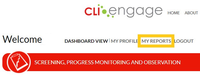 The My Reports navigation option on the CLI Engage dashboard